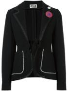 Hache Contrast Stitching Blazer, Women's, Size: 44, Black, Cotton/polyamide/spandex/elastane/wool