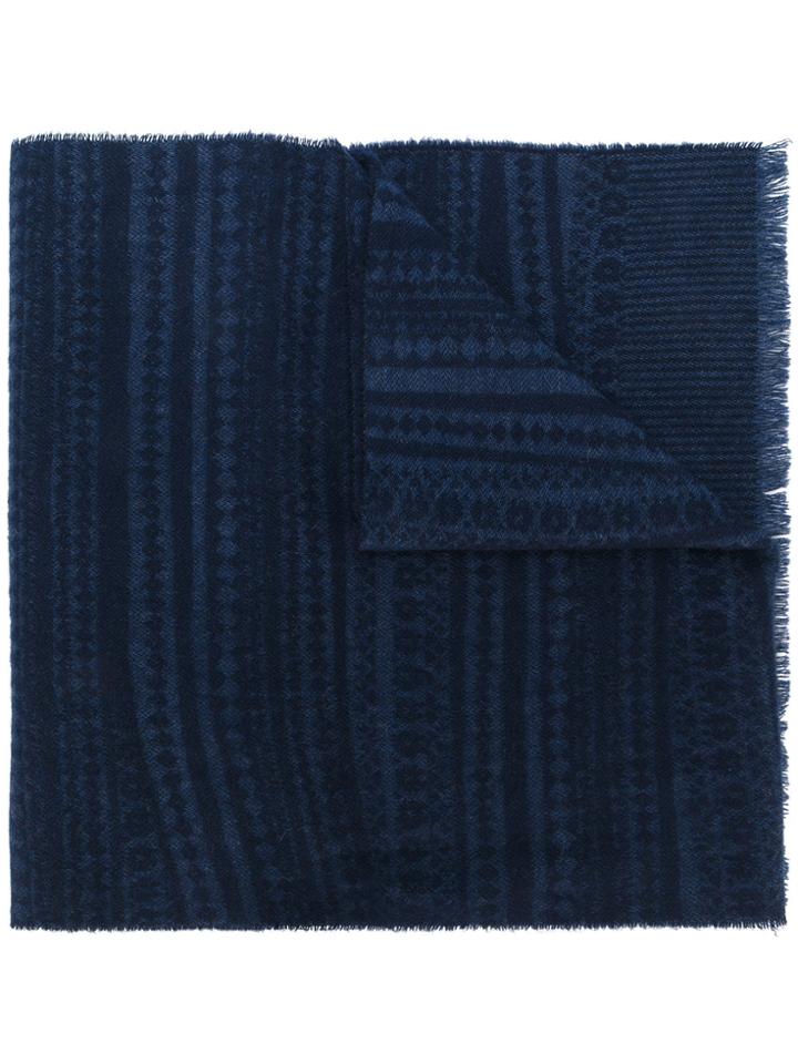 Pringle Of Scotland Abstract Fairisle Scarf - Blue