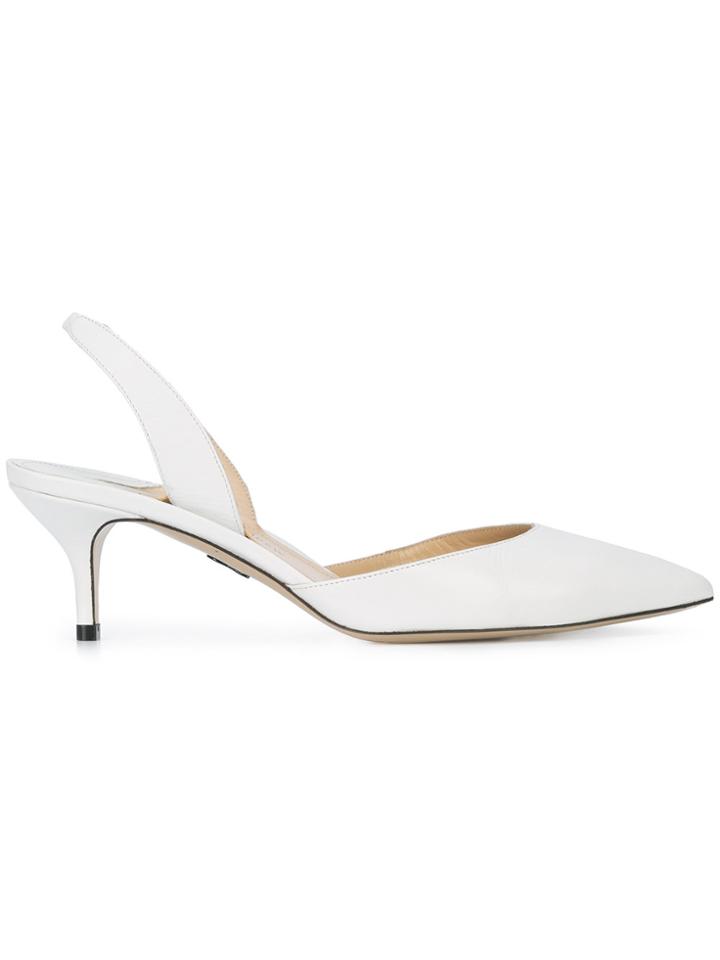 Paul Andrew Slingback Kitten Heels - White