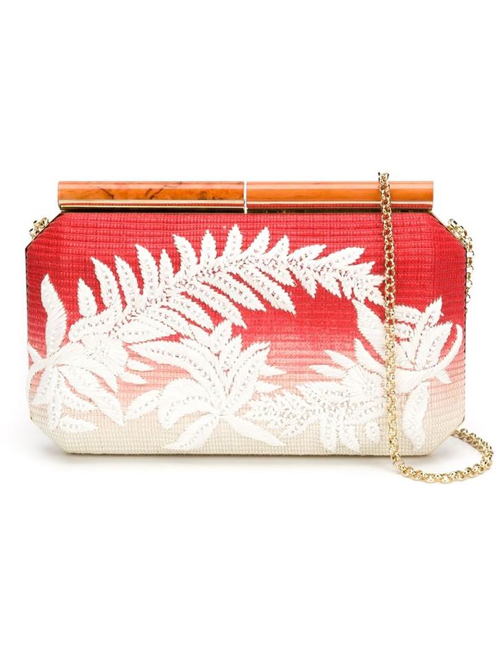 Oscar De La Renta Embroidered Leaf Clutch