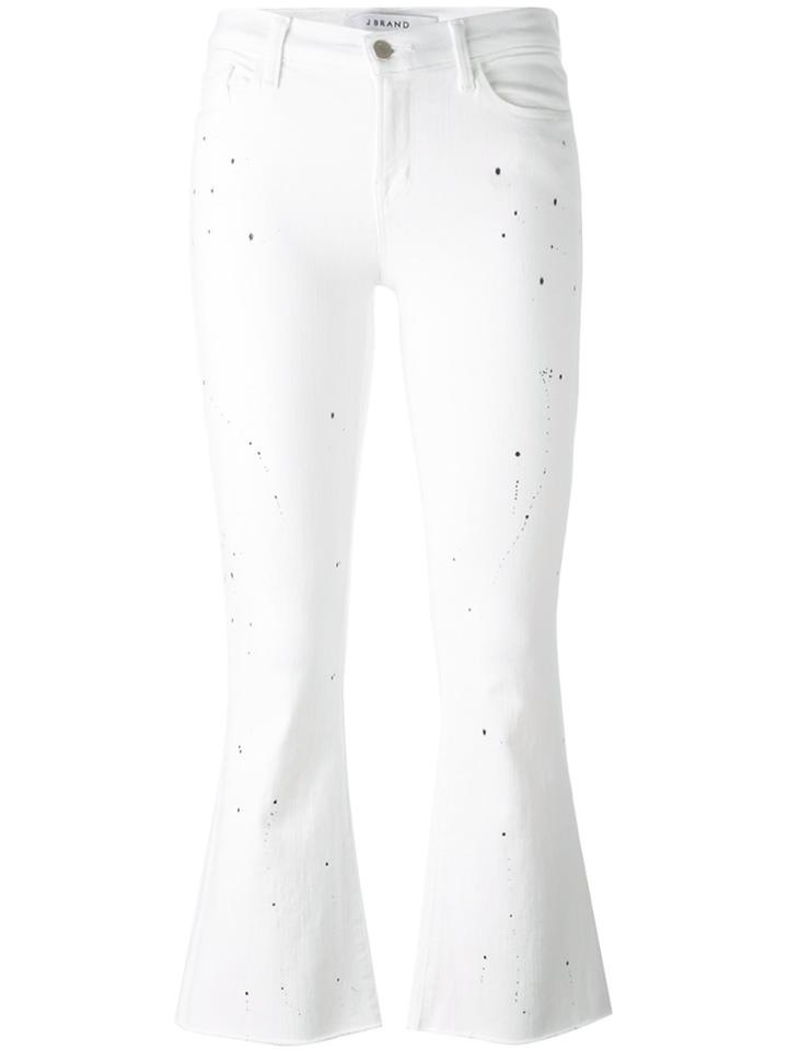 J Brand Burnt Effect Cropped Jeans - White
