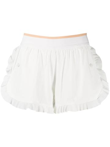 Adidas By Stella Mcmartney Hiit Ruffled Shorts - White