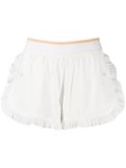 Adidas By Stella Mcmartney Hiit Ruffled Shorts - White