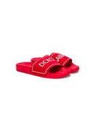 Dolce & Gabbana Kids Logo Print Pool Slides - Red
