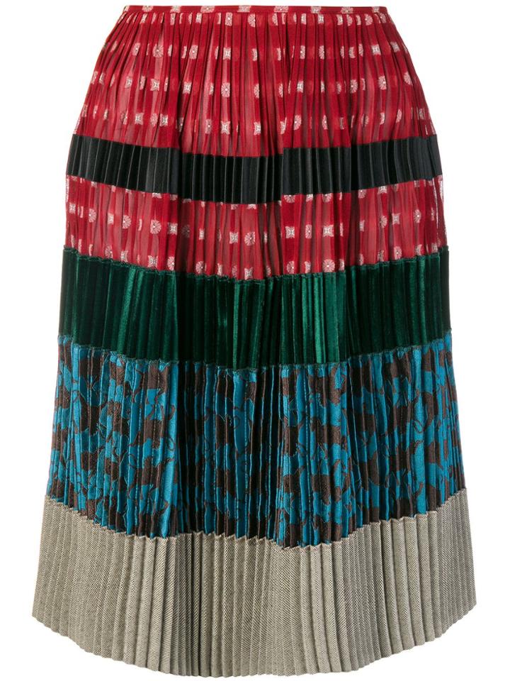 Jean Paul Gaultier Vintage Pleated Patchwork Skirt - Multicolour
