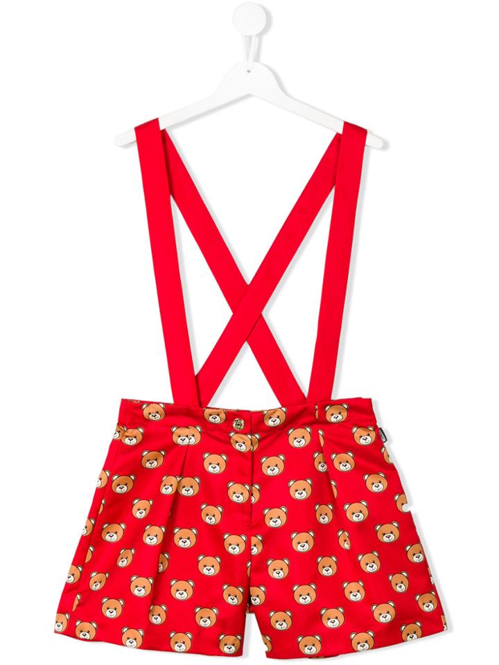 Moschino Kids Suspender Shorts - Red