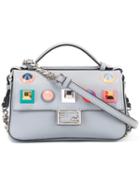 Fendi Double Micro Baguette Shoulder Bag, Women's, Grey, Leather/acrylic/metal