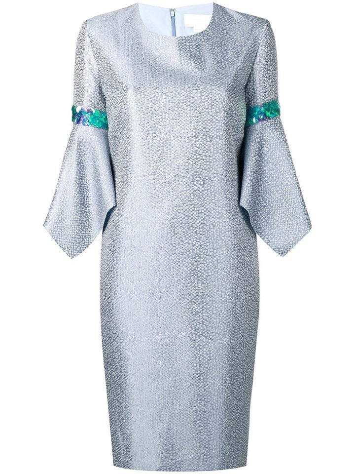 Genny Metallic Shift Dress - Blue
