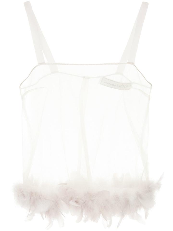 Tu Es Mon Trésor Feather Hem Top - White