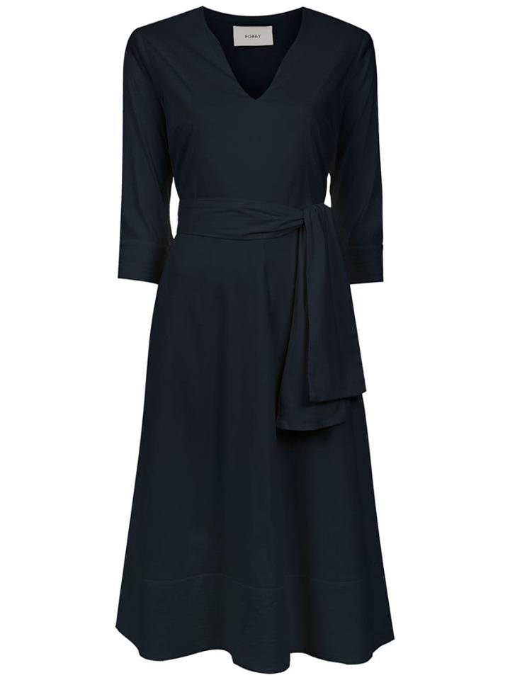 Egrey Belted Flared Dress - Blue