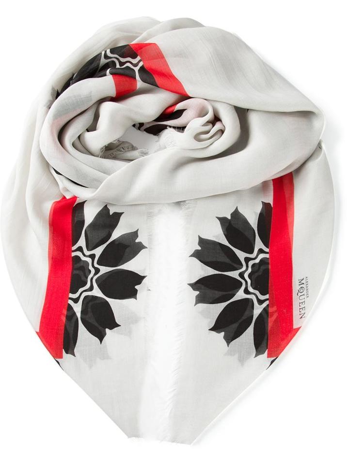 Alexander Mcqueen Floral Jacquard Scarf