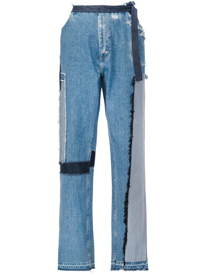 Tome Patch Wide Leg Jeans - Blue