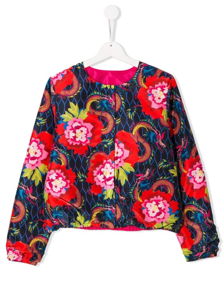 Kenzo Kids Teen Floral Print Jacket - Blue