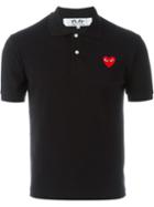 Comme Des Garçons Play Embroidered Heart Polo Shirt, Men's, Size: Medium, Black, Cotton