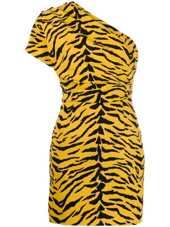 Saint Laurent Animal Print Asymmetrical Dress - Yellow