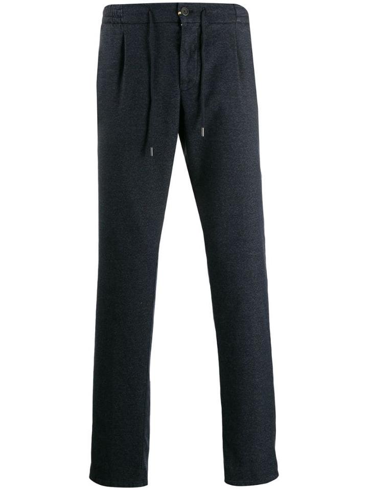 Canali Drawstring Straight Leg Trousers - Blue