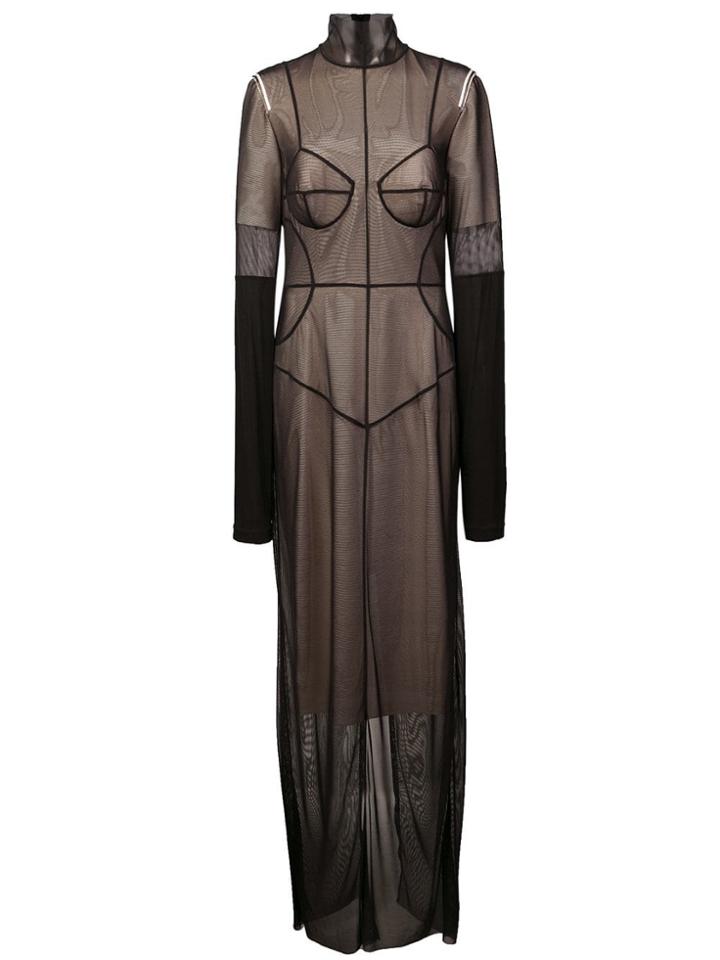 Vera Wang Long Tulle Layer Dress - Black