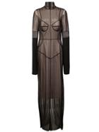 Vera Wang Long Tulle Layer Dress - Black