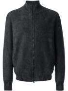 Salvatore Santoro Ribbed Trim Jacket, Men's, Size: 50, Grey, Leather