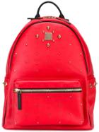 Mcm Gold-tone Studded Backpack - Red