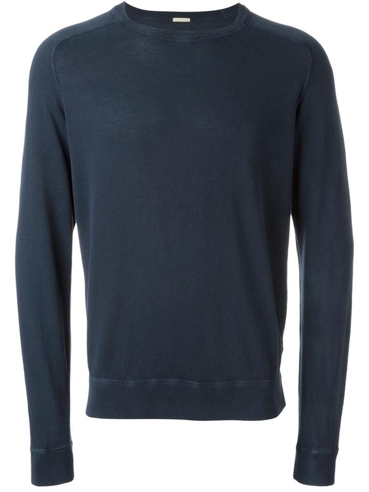 Massimo Alba Crew Neck Sweater, Men's, Size: Small, Blue, Cotton