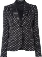 Dolce & Gabbana Polka Dot Embroidered Blazer, Women's, Size: 38, Black, Silk/cotton/viscose