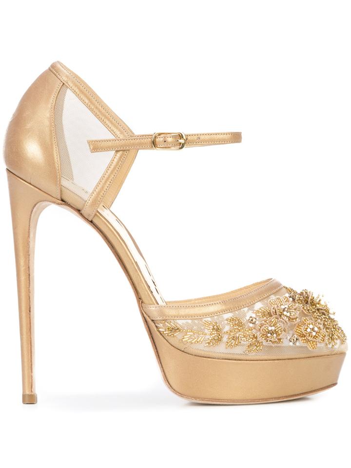 Marchesa Darcy Embellished Pumps - Metallic