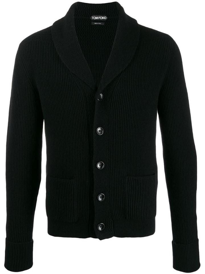 Tom Ford Shawl Collar Ribbed Cardigan - Black