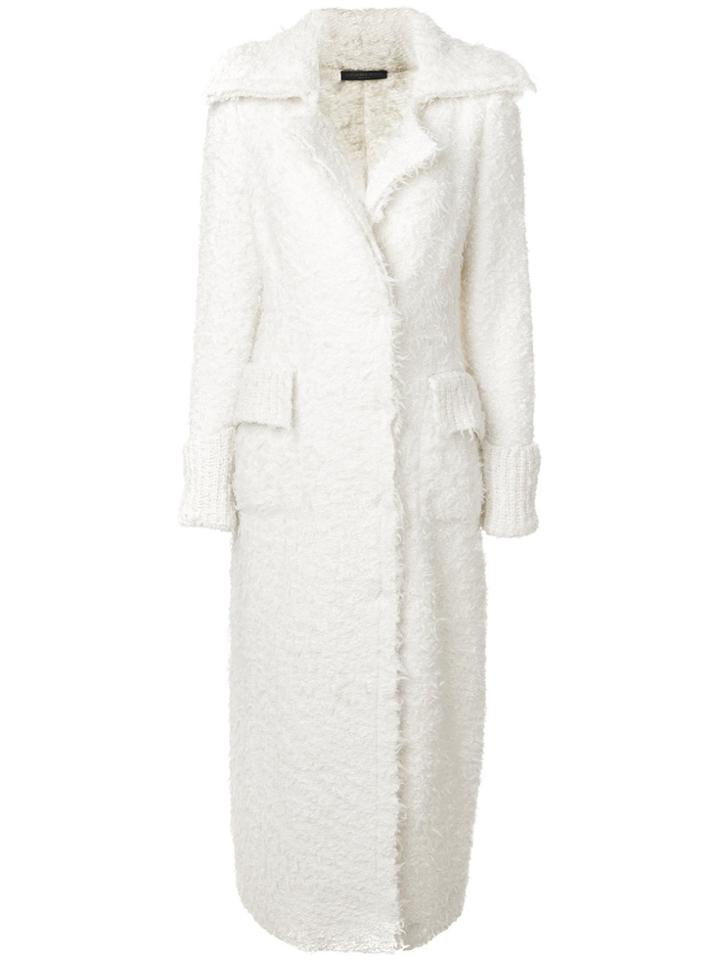 Alexander Mcqueen Fluffy Long Length Coat - White