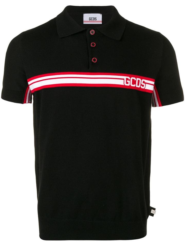 Gcds Striped Polo Shirt - Black