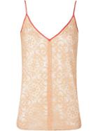 Emannuelle Junqueira V-neck Lace Tank Top, Women's, Size: 38, Yellow/orange, Cotton/polyamide