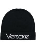 Versace Logo Knitted Beanie - Black