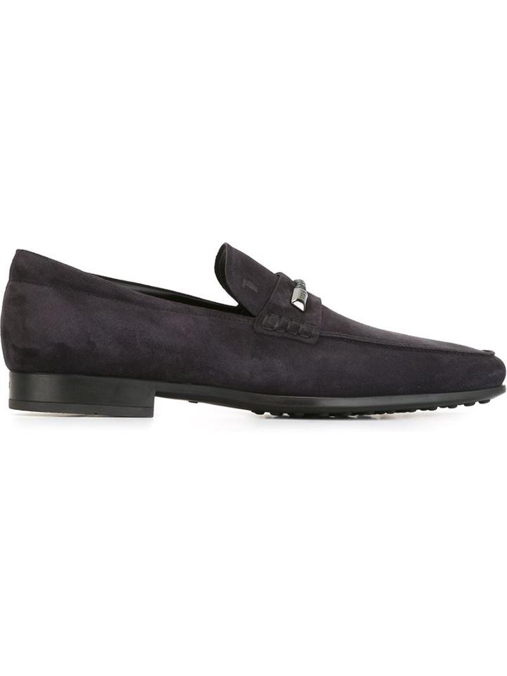 Tod S Braided Detail Loafers, Men's, Size: 10.5, Blue, Leather/rubber