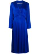 Raquel Allegra V-neck Button Down Dress - Blue