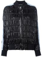 Versace Ruched Bomber Jacket, Women's, Size: 42, Black, Polyamide/polyethylene/acetate/silk