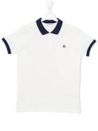 Moncler Kids Contrast Collar Polo Shirt, Boy's, Size: 14 Yrs, White