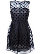 Red Valentino Polka Dots Sheer Dress, Women's, Size: 44, Blue, Polyamide/polyester