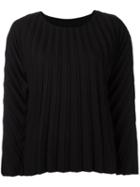 Pleated Longsleeved Blouse, Women's, Size: 2, Black, Polyester, Issey Miyake