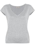Blanca V-neck Knit T-shirt - Grey