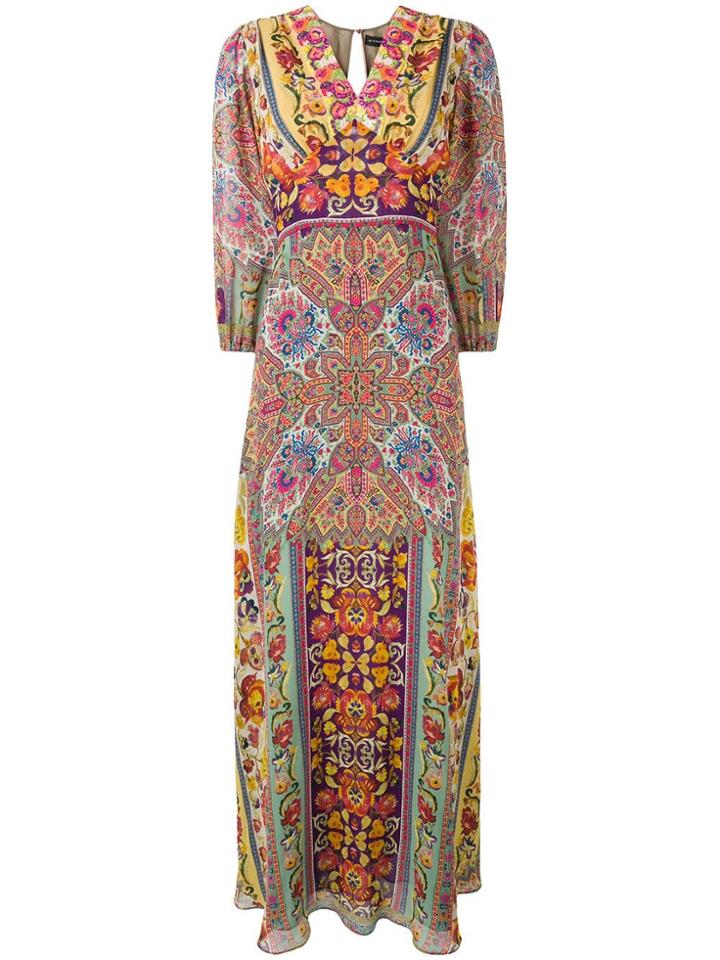 Etro Long Printed Dress - Pink