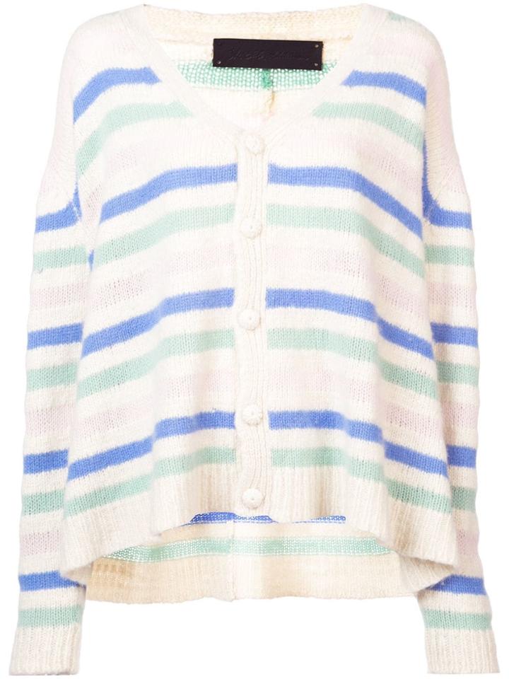 The Elder Statesman Cashmere Mixed Stripe Cardigan - White