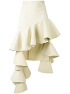 Ruffled Asymmetric Skirt - Women - Polyester/polyurethane - 38, Nude/neutrals, Polyester/polyurethane, Jacquemus