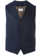 Brunello Cucinelli Pinstriped Waistcoat, Men's, Size: 54, Blue, Cupro/wool