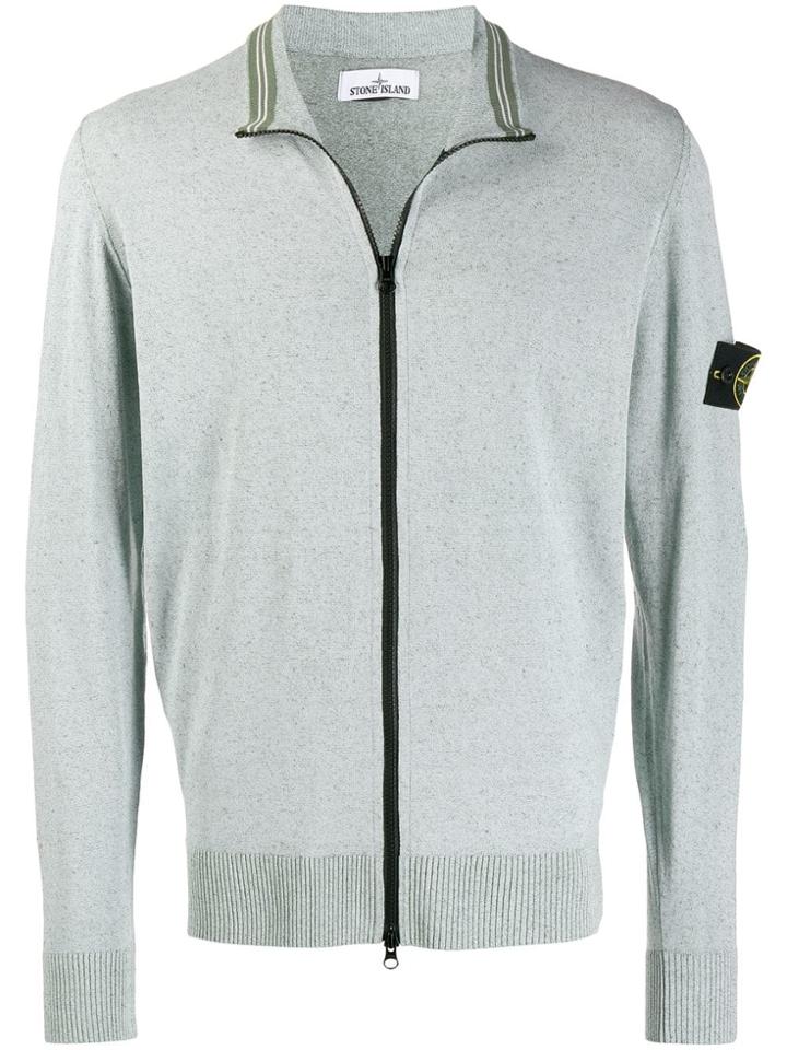 Stone Island High Neck Zipped Cardigan - Green