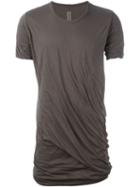 Rick Owens Ruched Detail T-shirt, Men's, Size: L, Grey, Cotton