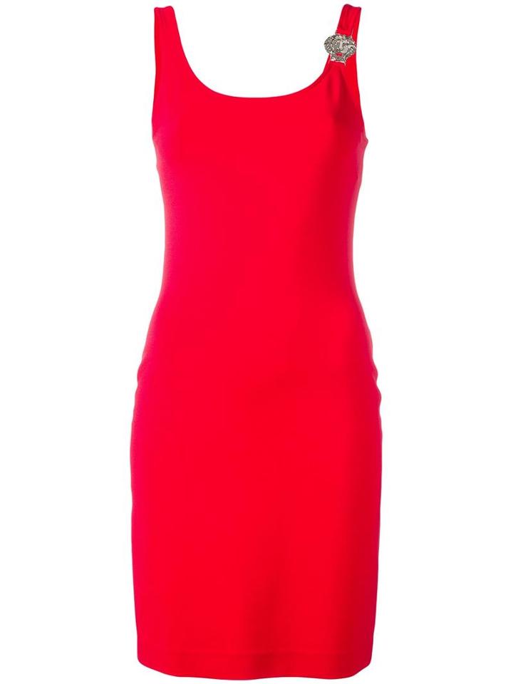 Versus Lion Head Detail Mini Dress, Women's, Size: 38, Red, Viscose/polyamide/spandex/elastane