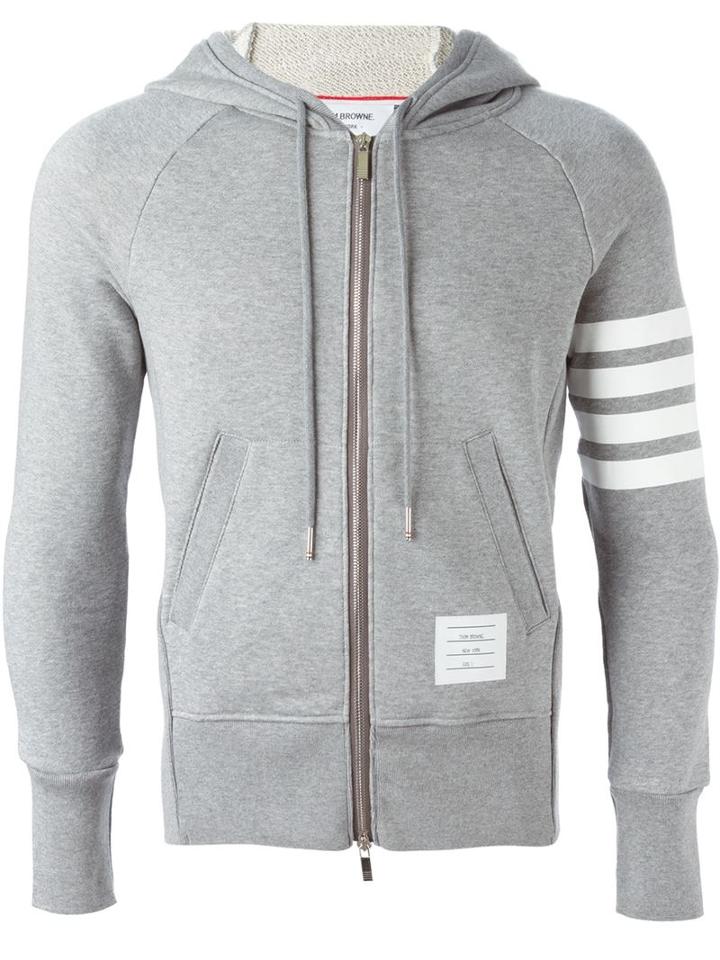 Thom Browne - Striped Sleeve Hoodie - Men - Cotton - 3, Grey, Cotton