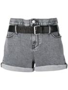 Rta Belted Denim Shorts - Grey