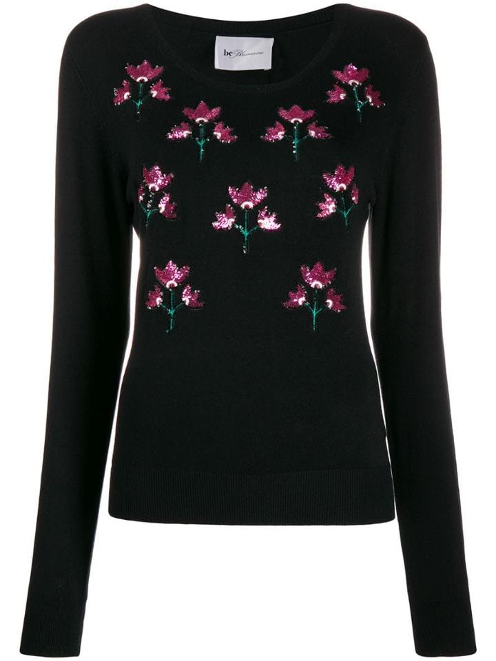 Be Blumarine Floral Embroidered Sweatshirt - Black