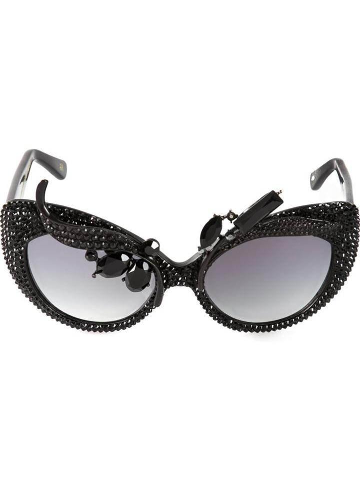 A-morir Embellished Cats-eye Sunglasses, Adult Unisex, Black, Acetate/crystal